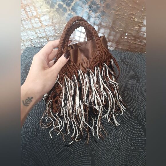 Zara Nwot Beaded And Fringed Mini Bucket Bag - Picture 5 of 15